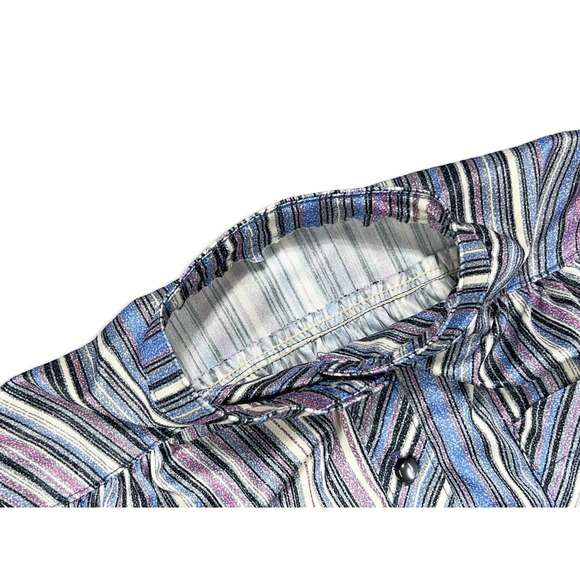 Mod Vintage 60s Twiggy Space Age Fit & Flare Twirl Mini Dress Striped Womens M - Picture 8 of 9